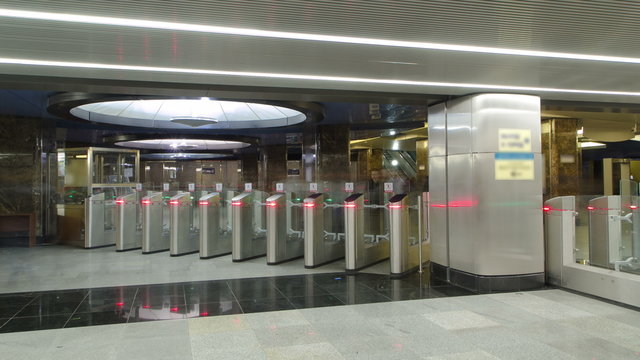 modern subway station vistavochnaya timelapse, hyperlapse. Moscow, Russia