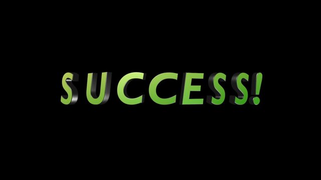 Green word success on a black background, video HD