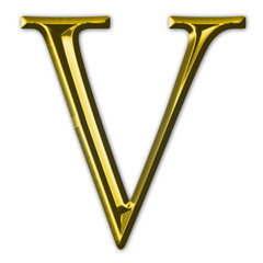Golden, beveled letter V