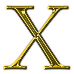 Golden, beveled letter X