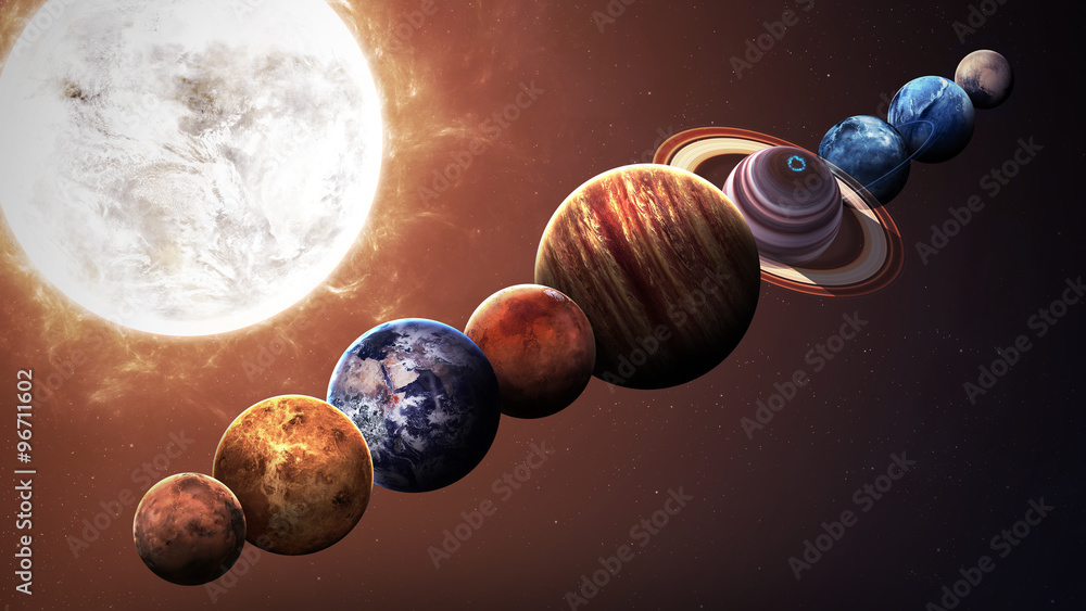 Poster hight quality isolated solar system planets. elements of this image furnished by nasa