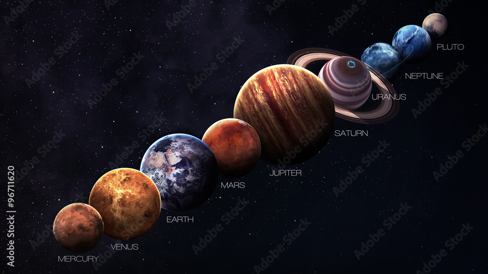 Poster hight quality isolated solar system planets. elements of this image furnished by nasa
