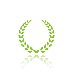 Icono aislado de corona de laurel con reflejo