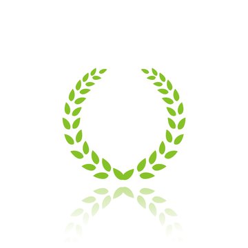 Icono aislado de corona de laurel con reflejo