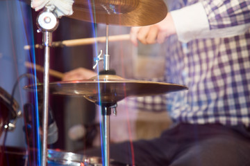 playing the drum set