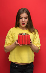 Woman with Christmas present