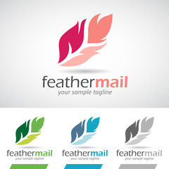 Fototapeta premium Colorful Cartoon Feather Logo Icon