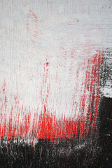 Brushstroke with white,black and red paint  on dusty metal - 96716238
