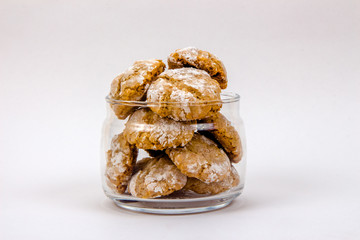 Italian almond-flavored cookies in glass jar