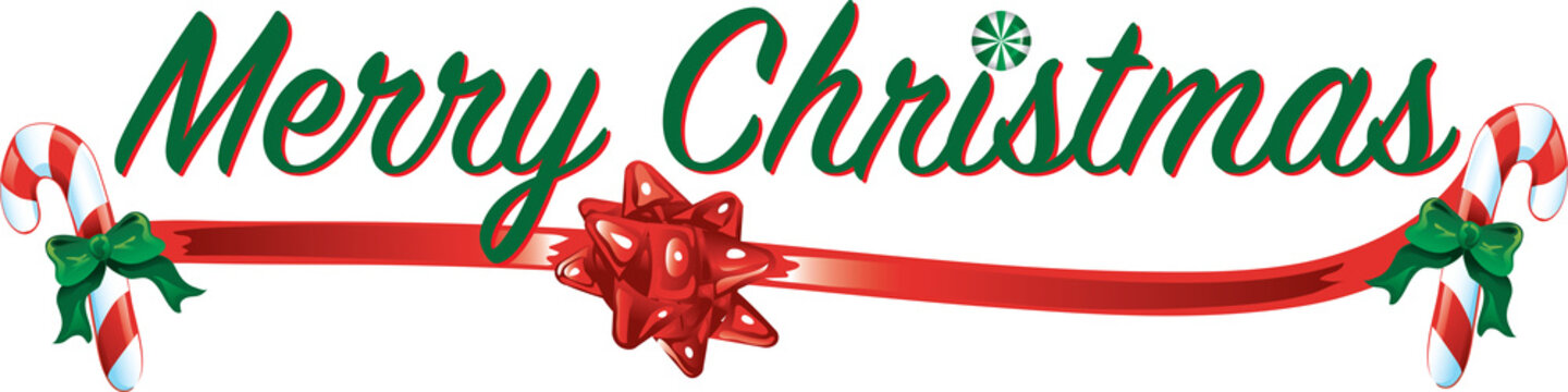 Colorful text with images that says Merry Christmas
