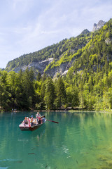 Blausee or Blue Lake nature park in summer, Kandersteg, Switzerland