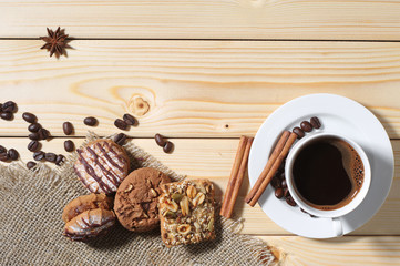 Cookies and coffee on a table