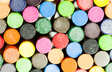 close up set of crayons and mix color