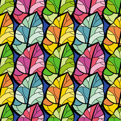 Fototapeta na wymiar Seamless pattern with autumn leaves