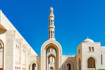 Sultan Qaboos Grand Mosque in Muscat, Oman. The newly built Grand Mosque was inaugurated by Sultan of Oman on May 4, 2001.