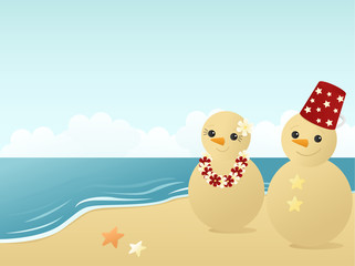 Beachy snowman in the sand