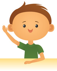 Boy raising his hand