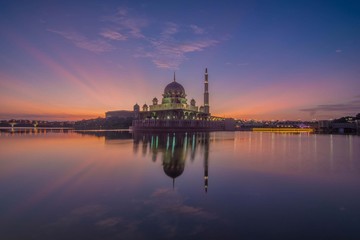 Putra Mosque Putrajaya during sunrise moment