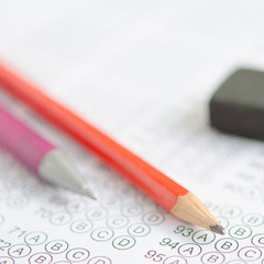 Abstract blur background. English multiple choice test