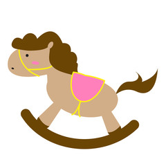 Brown Toy Horse isolated on White Background Vector illustration