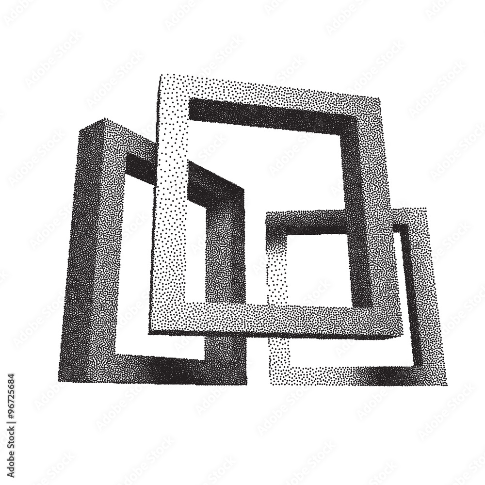 Poster retro rectangular frames with dotwork shadows