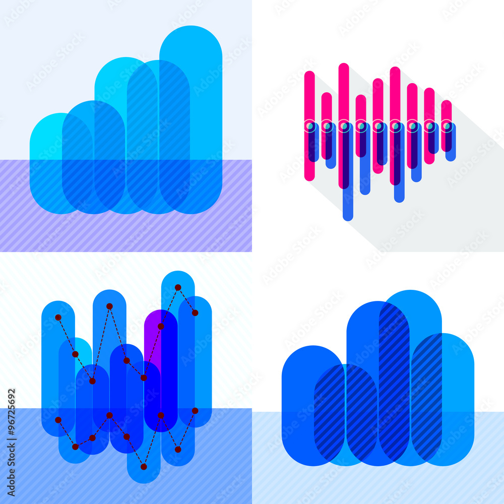 Poster infographics set with overlapping bars