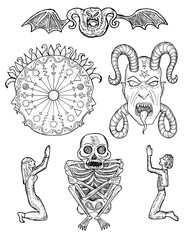 Scary mystic set with demons