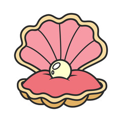 scallop seashell with pearl