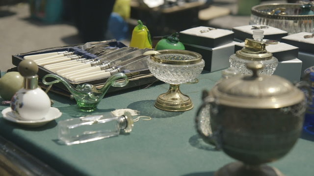 Antiques,old merchandise at the flea market, Monastiraki,Athens,Greece