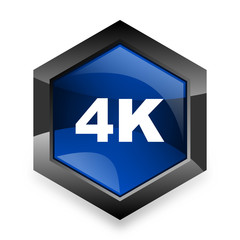 4k blue hexagon 3d modern design icon on white background
