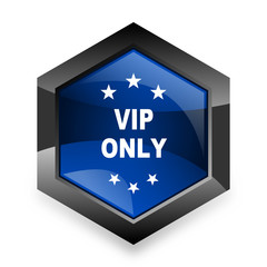 vip only blue hexagon 3d modern design icon on white background