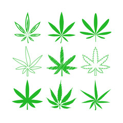 Medical marijuana or cannabis vector icons set