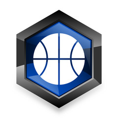ball blue hexagon 3d modern design icon on white background