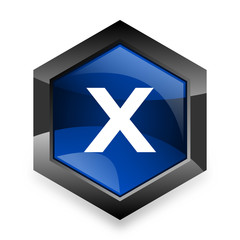 Obraz premium cancel blue hexagon 3d modern design icon on white background