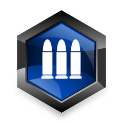 ammunition blue hexagon 3d modern design icon on white background