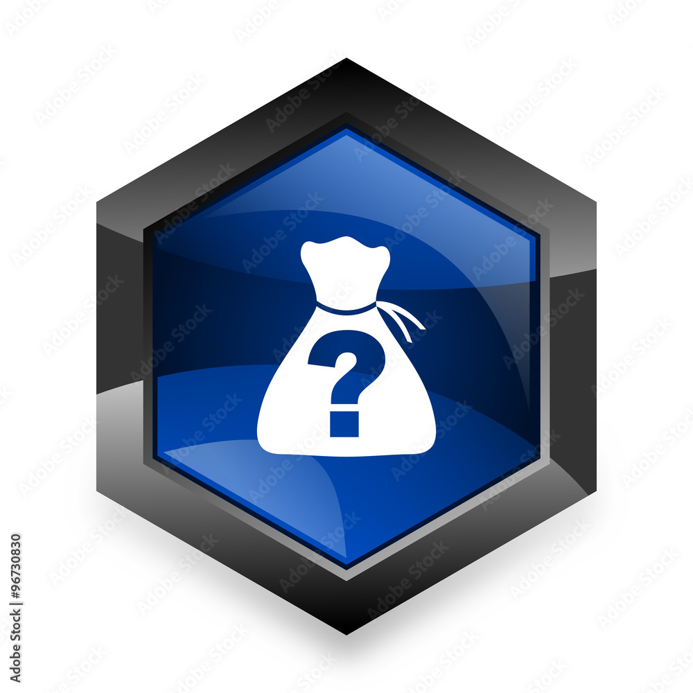 Poster riddle blue hexagon 3d modern design icon on white background