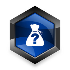 riddle blue hexagon 3d modern design icon on white background