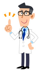 人差し指をたてる医師