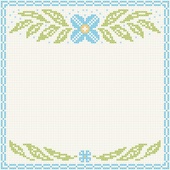 Fototapeta premium Cross-stitch embroidery - flowers and leaves