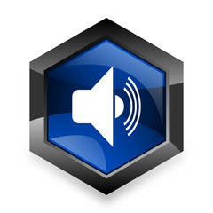 volume blue hexagon 3d modern design icon on white background