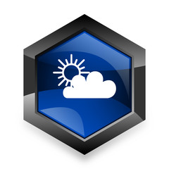 cloud blue hexagon 3d modern design icon on white background
