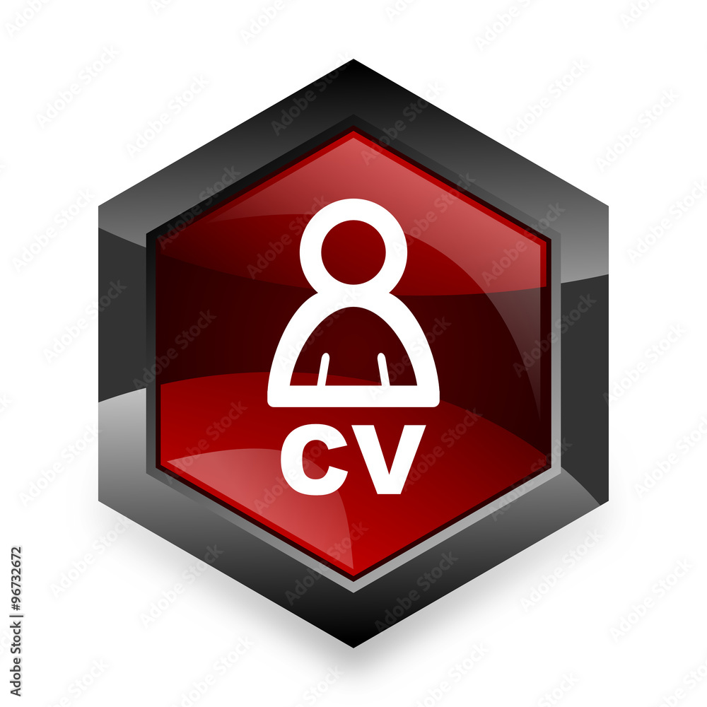 Poster cv red hexagon 3d modern design icon on white background
