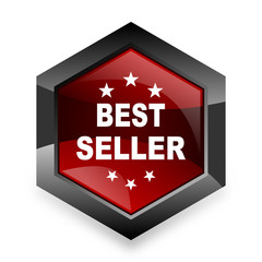 best seller red hexagon 3d modern design icon on white background