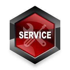 service red hexagon 3d modern design icon on white background