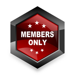 members only red hexagon 3d modern design icon on white background