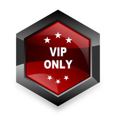 vip only red hexagon 3d modern design icon on white background