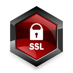 ssl red hexagon 3d modern design icon on white background