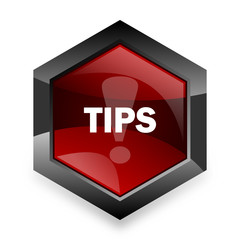 tips red hexagon 3d modern design icon on white background