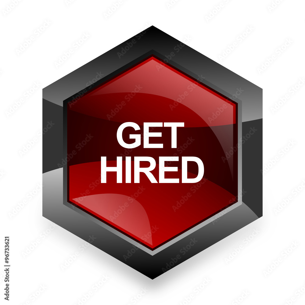 Poster get higreen red hexagon 3d modern design icon on white background