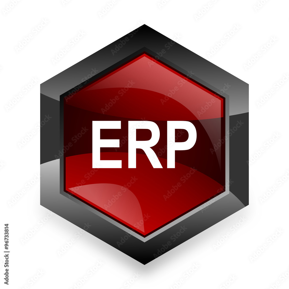Poster erp red hexagon 3d modern design icon on white background